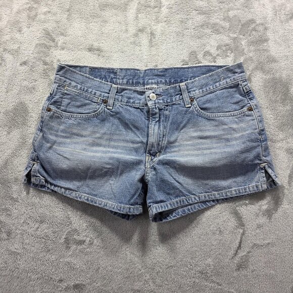 Lucky Brand Dungarees Shorts Womens 12/31 Blue Denim Jean Light Wash Made USA - Picture 1 of 7